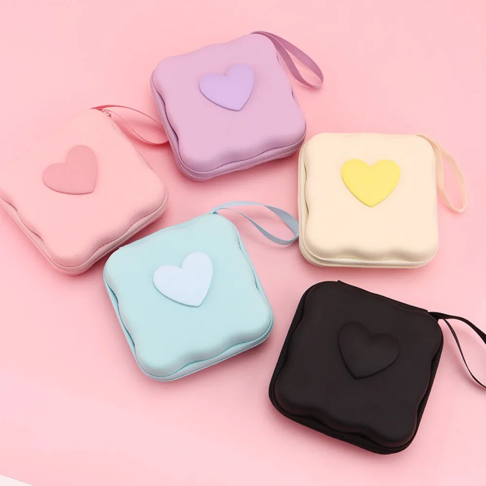 3D Heart Zipper Pouch – PU Leather Cable & Accessories Bag
