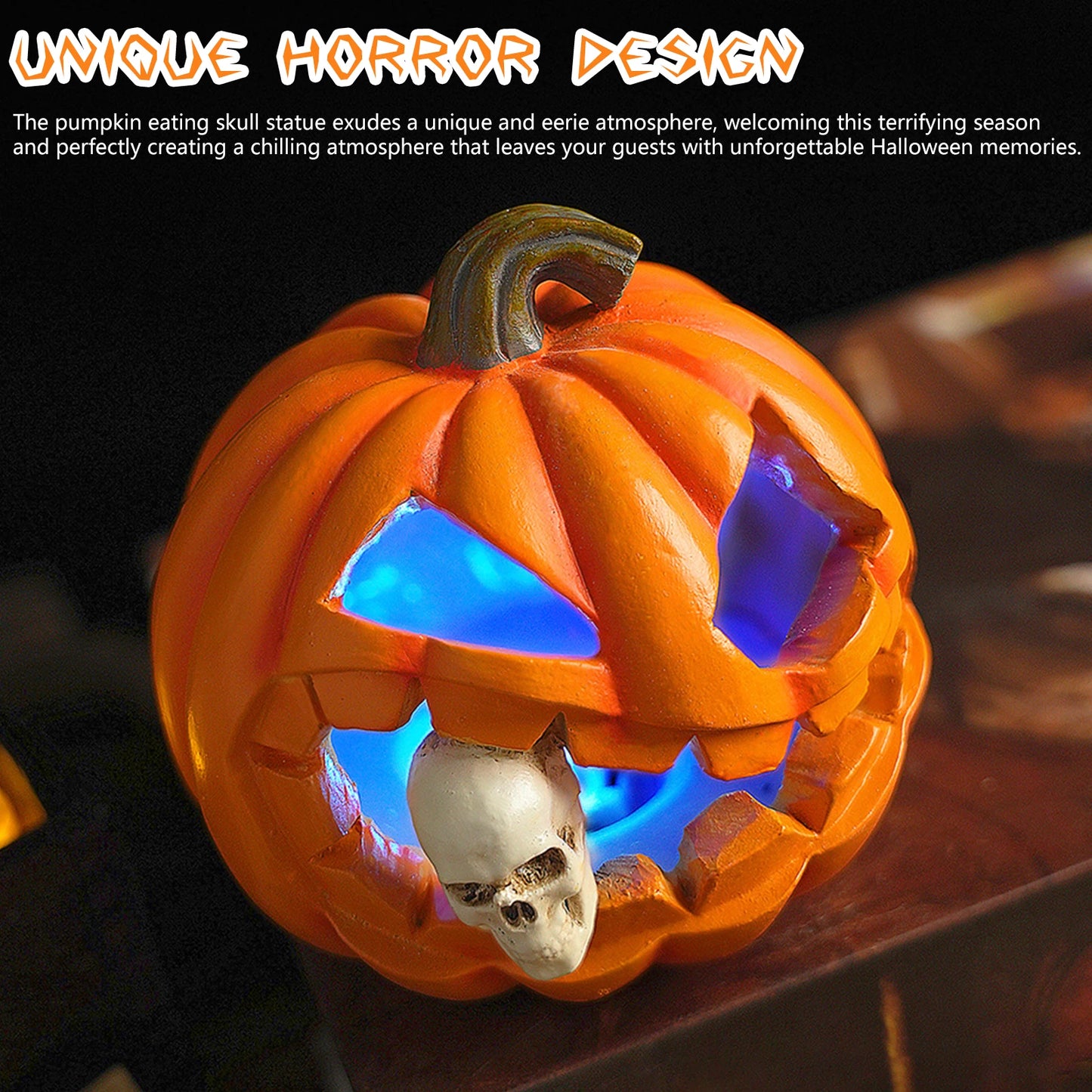 Halloween Pumpkin Ghost Skull Resin Decor Vintage Tabletop Sculpture for Spooky Party Home Office Garden Decoration Peaceful Pleasures Health and Wellness