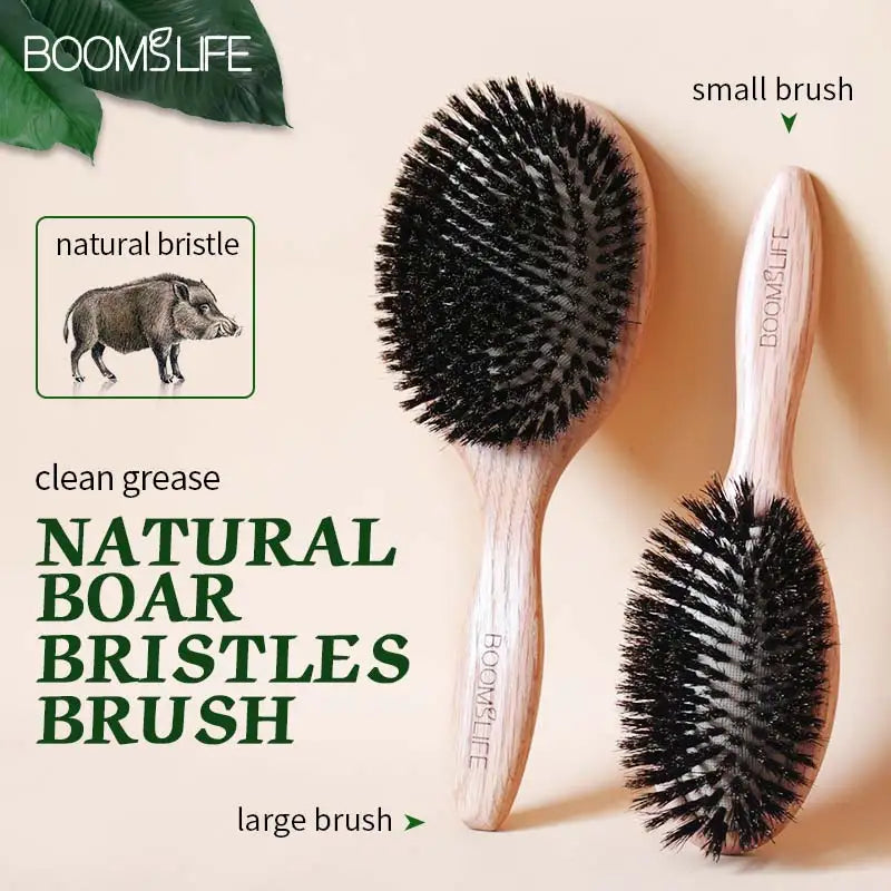 BOOMSLIFE Boar Bristle Hair Brush Women Combs for Hair Wood HairBrush Detangle Straightener Brush Hair Comb Barber Accessories Peaceful Pleasures Health and Wellness