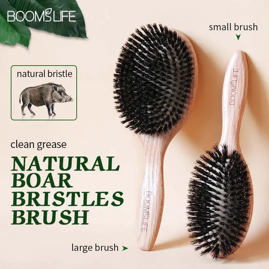 BOOMSLIFE Boar Bristle Hair Brush Women Combs for Hair Wood HairBrush Detangle Straightener Brush Hair Comb Barber Accessories Peaceful Pleasures Health and Wellness