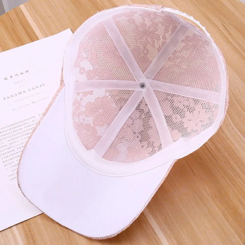 Floral Lace Baseball Cap – Breathable Mesh Sun Hat for Women