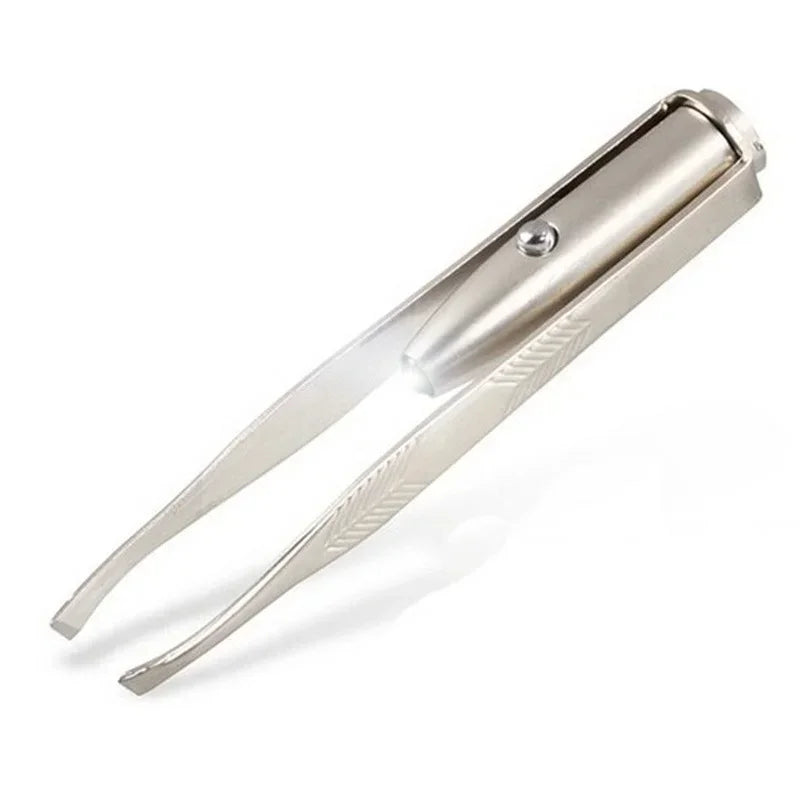 5pcs Portable Stainless Steel Smart Design Eyebrow Hair Remove Tweezer with LED Light Makeup Tool Peaceful Pleasures Health and Wellness Silver