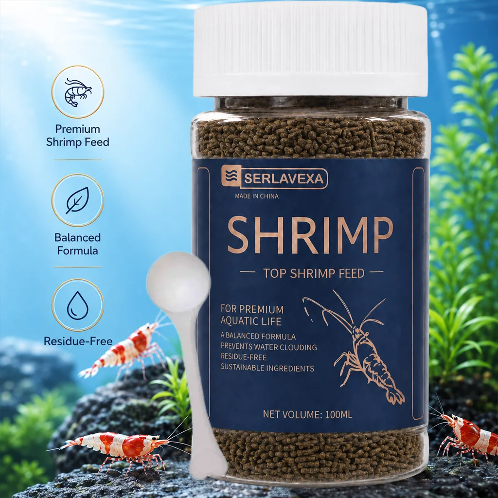 SERLAVEXA High-Calcium Shrimp Food Sinking Pellets with Spoon