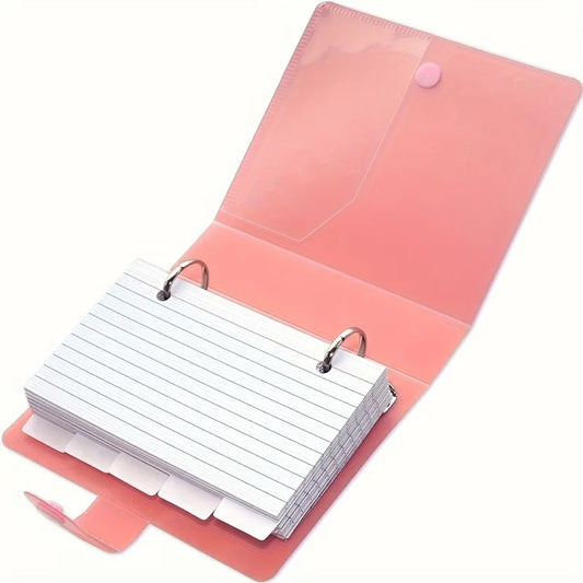 50-Page Lined Index Card Binder Set with Dividers & Flashcards Index Card Binder Set Peaceful Pleasures Health and Wellness pink