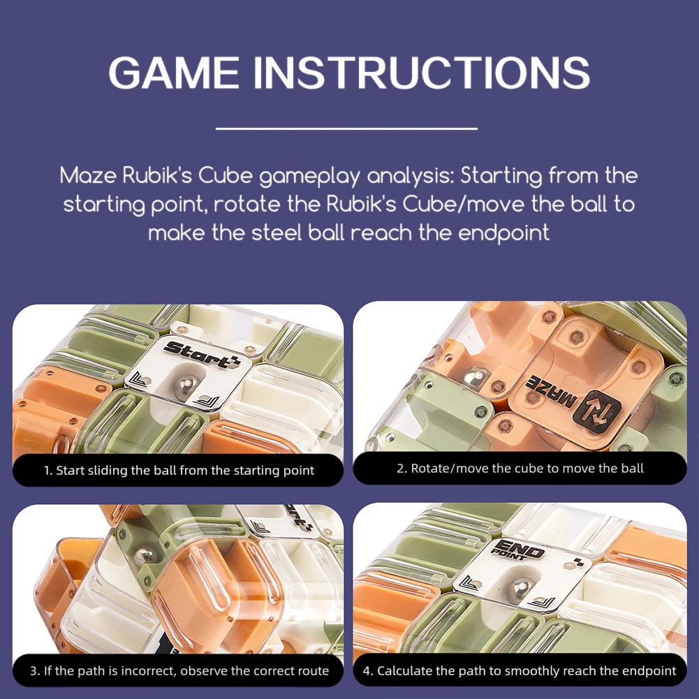 3D Maze Cube Puzzle with Rolling Ball – Brain Teaser Toy