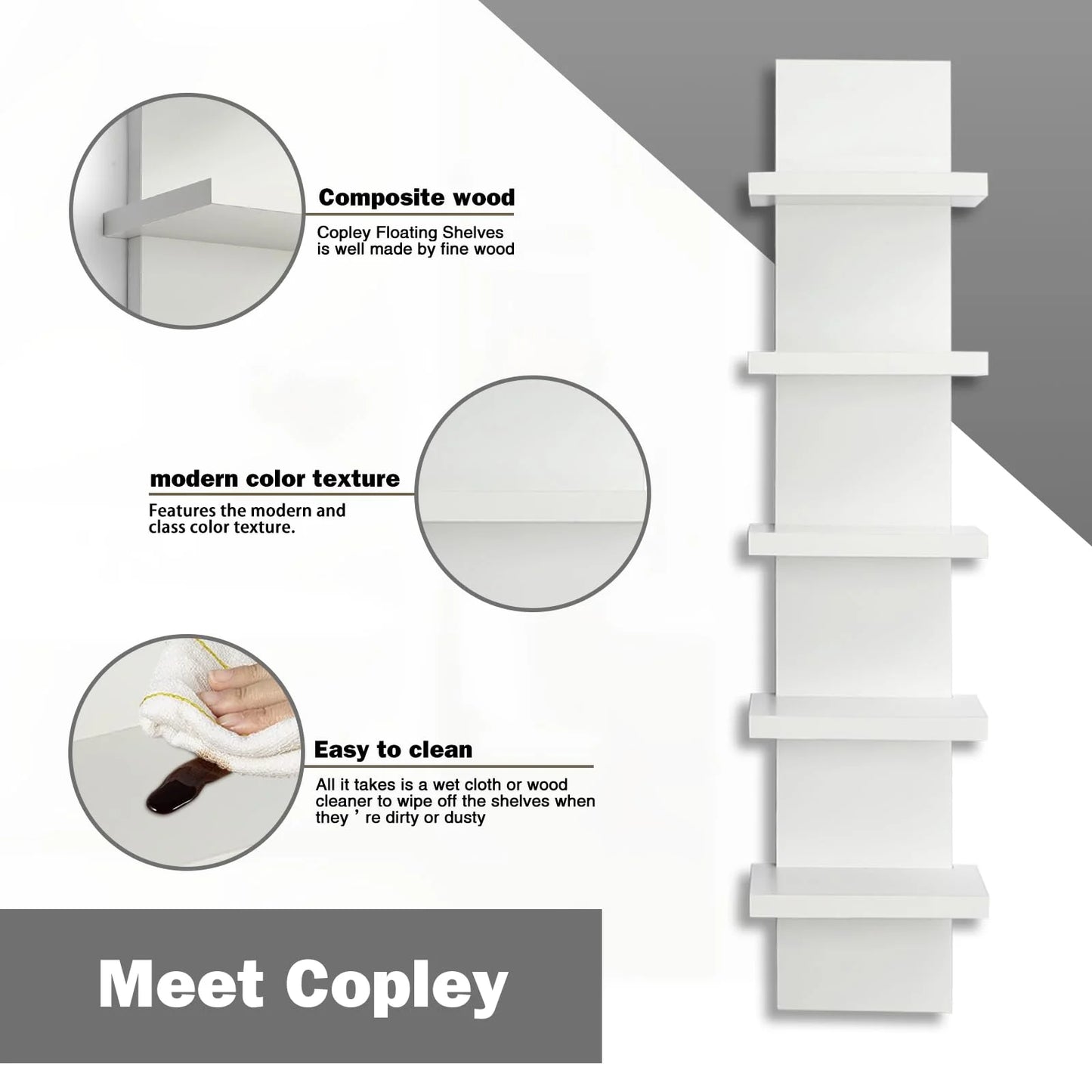 5 Layer Wall Shelf, Vertical Column Storage, Floating Decorative Rack, High Tower Design, Bedroom Living Room Practical Holder Peaceful Pleasures Health and Wellness