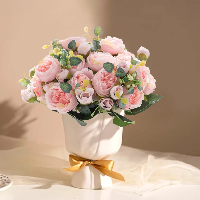 Silk Peony Artificial Flower Bouquet | Wedding & Home Décor