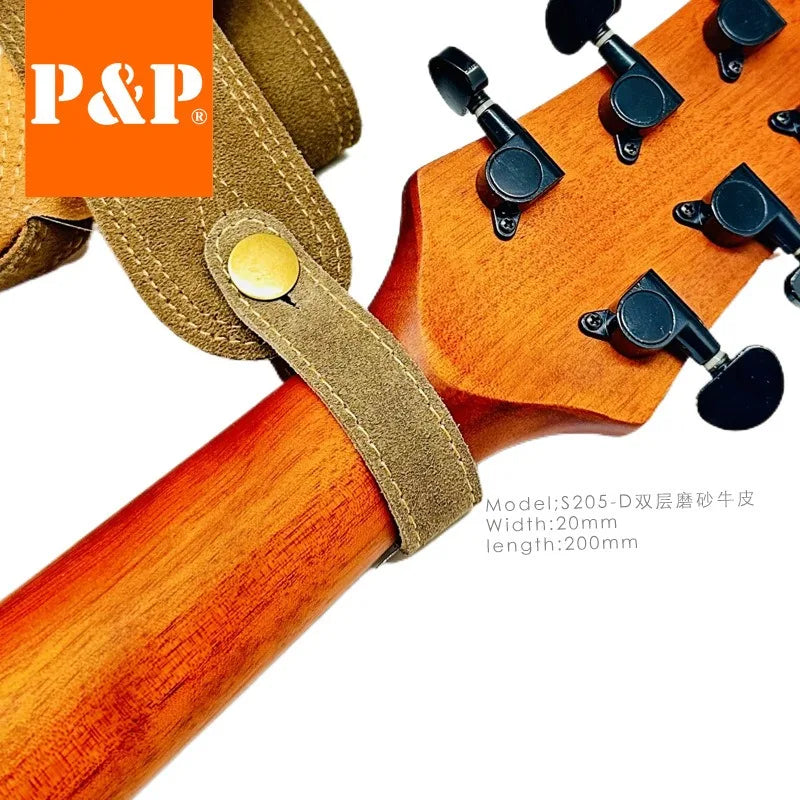 Headband Guitar Strap Hanging Retro Matte Cowhide Blue Dark Green Red