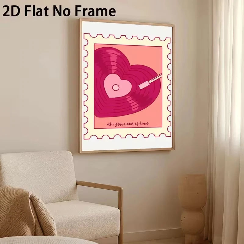 Modern Pink Soundwave Canvas Wall Art Print | Home Decor