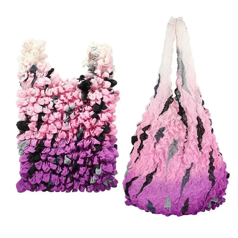 Pleated Foldable Shopping Bag – Large Capacity Stretch Handbag