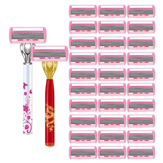6-Layer Double Edge Safety Razor + Extra Blades | Men & Women Safety Razor Peaceful Pleasures Health and Wellness Suit