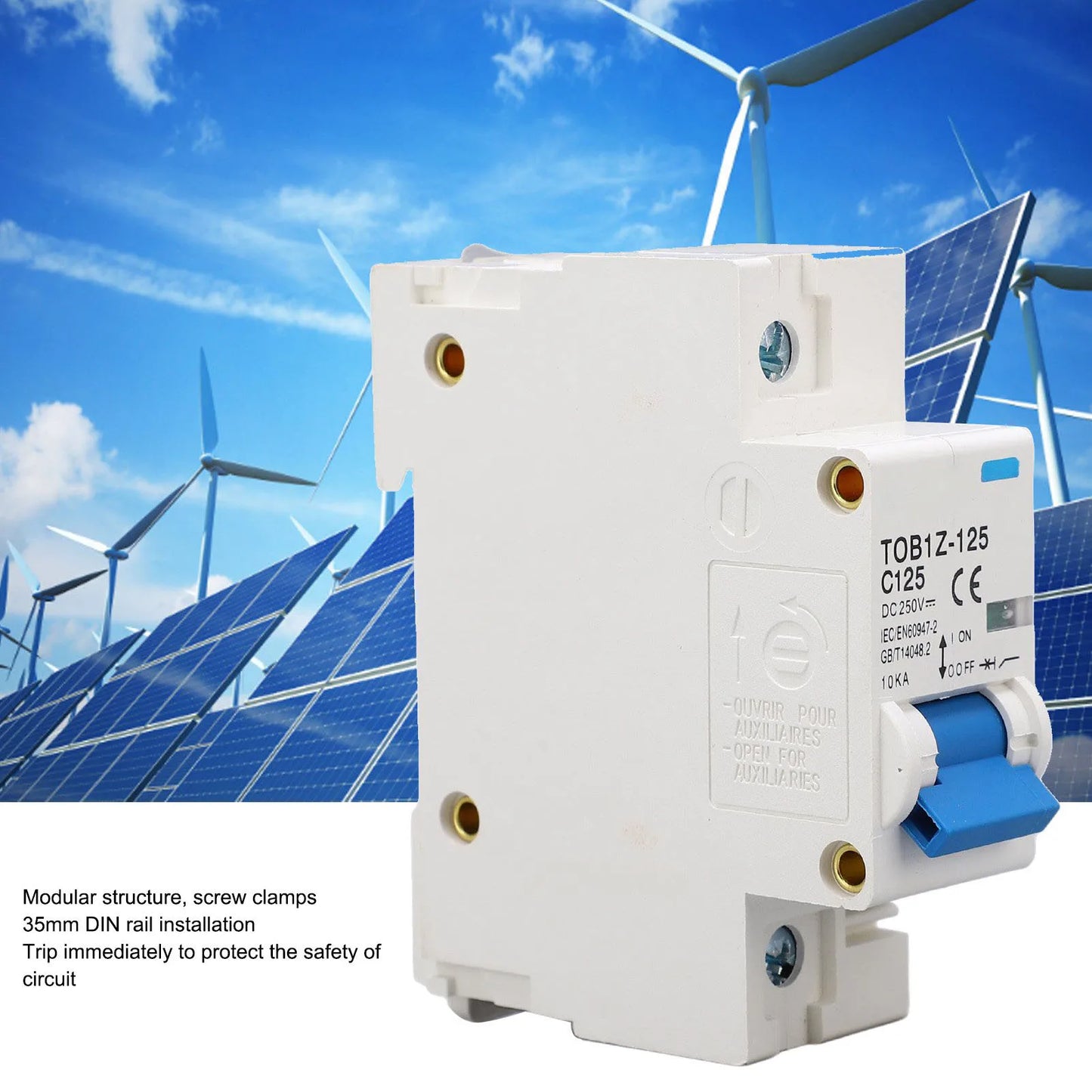 Circuit Breaker Disconnect Miniature Circuit Breaker 1P 125A 250V DIN Rail Mount for Solar PV System TOB1Z 125 C125 Peaceful Pleasures Health and Wellness Default Title