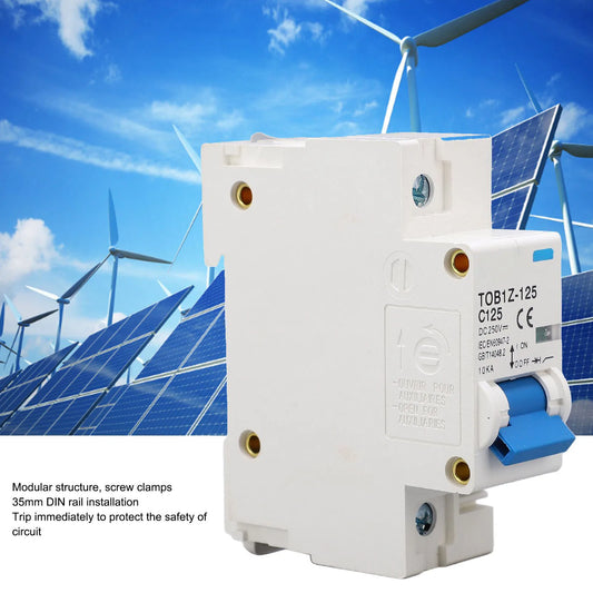 Circuit Breaker Disconnect Miniature Circuit Breaker 1P 125A 250V DIN Rail Mount for Solar PV System TOB1Z 125 C125 Peaceful Pleasures Health and Wellness Default Title