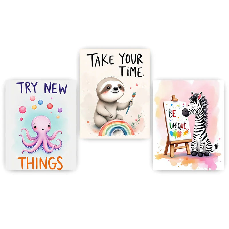 Nordic Animal Nursery Canvas Wall Art – Kids Room Decor Nursery Canvas Print Peaceful Pleasures Health and Wellness 01 15x20cm No Frame China Mainland