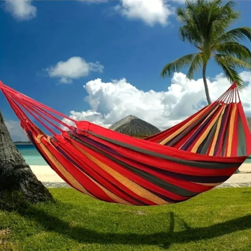 1pc Folding portable outdoor canvas hammock camping swing hammock with tree rope is perfect for gardens terraces backyards Peaceful Pleasures Health and Wellness