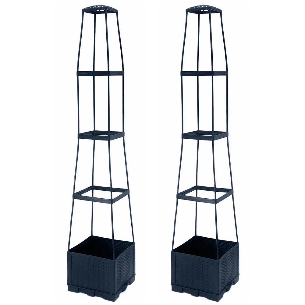 4-Tier Self-Watering Planter Tower with Trellis | Raised Garden Bed