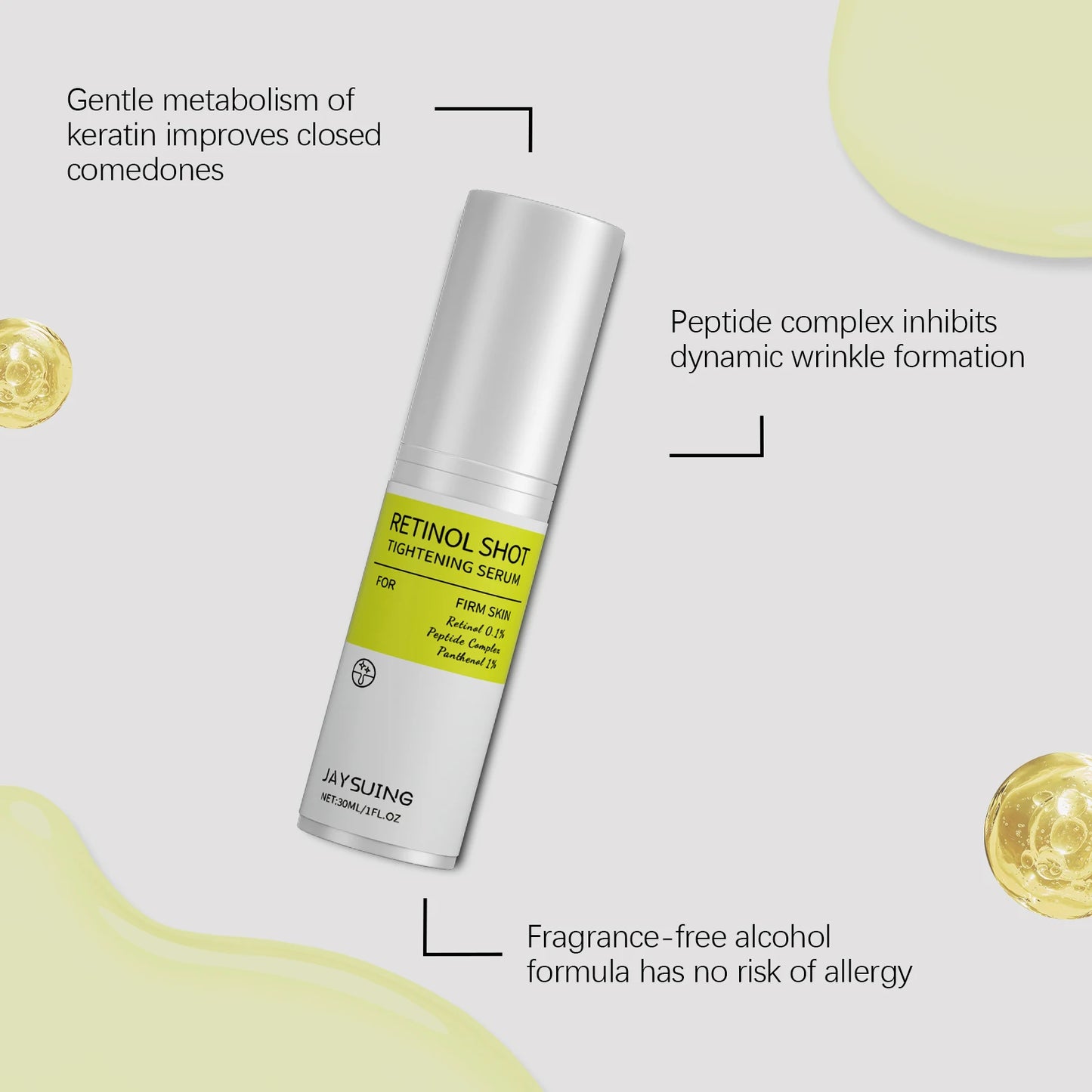 Retinol Firming Serum Anti-Wrinkle Shrink Pores Reduce Redness Sensitivity Brighten Skin Relieve Dryness Nourishing Face Essence Peaceful Pleasures Health and Wellness