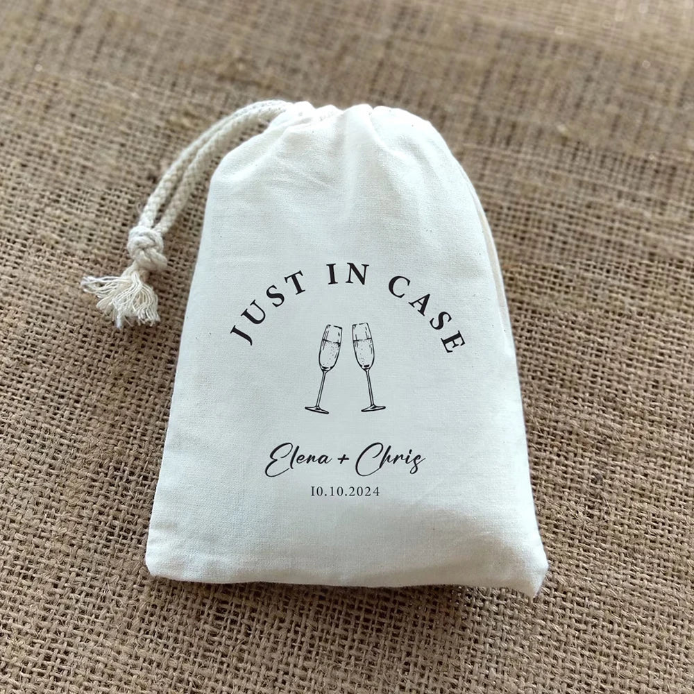 5-Pack Cotton Drawstring Bags | Hangover Kit Wedding Party Favors Party Favor Bags Peaceful Pleasures Health and Wellness