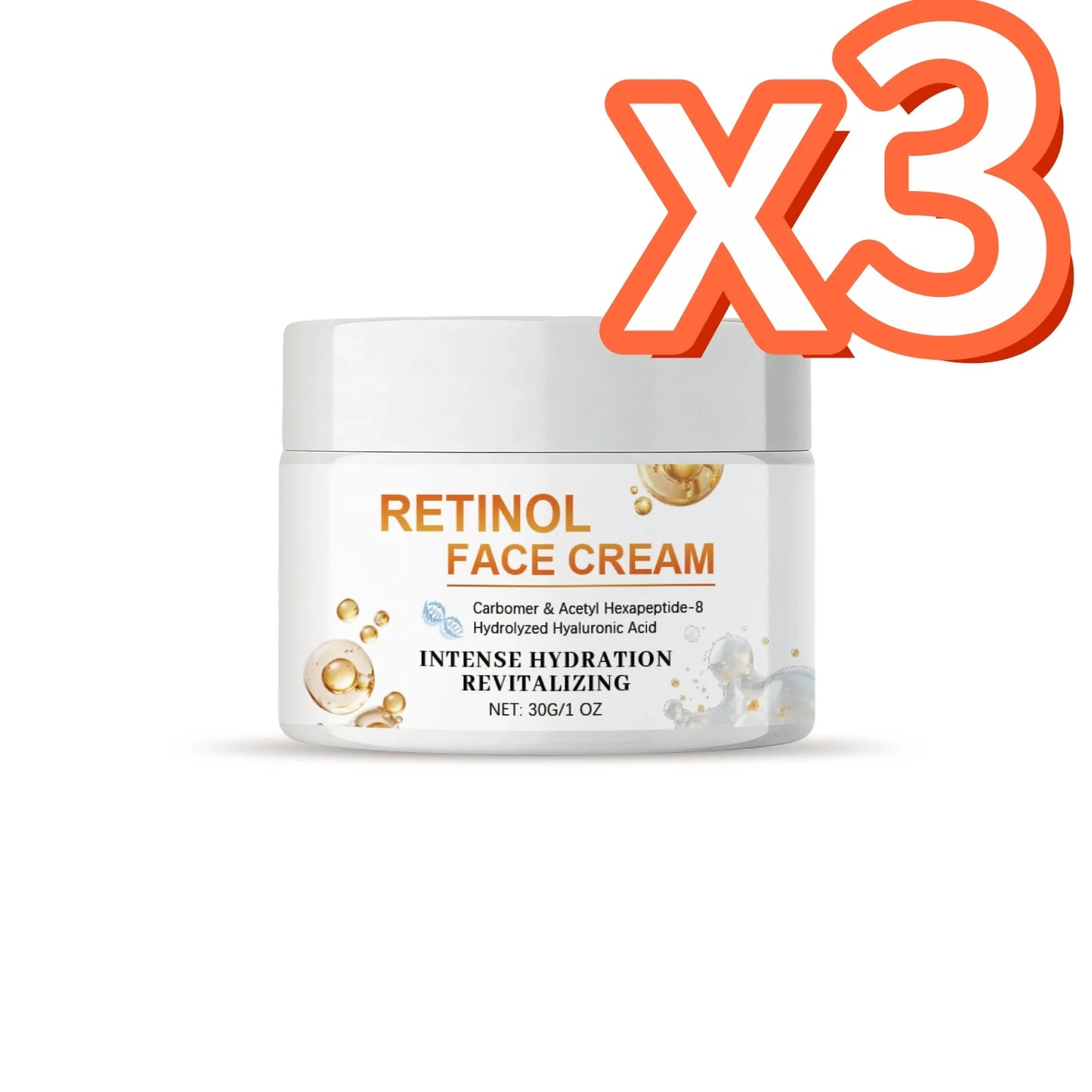 Retinol Face Cream Enhance Skin Firmness Deeply Hydrate Brighten Tone Repair Damaged Skin Barrier Hyaluronic Acid Facial Creams Peaceful Pleasures Health and Wellness 30g Boxed X 3PCS