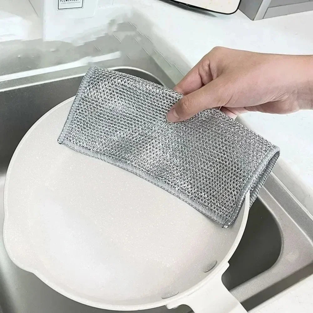 Household Cleaning Brushes 3/5/10PCS Silver Cleaning Cloth Magic Dish Towel All for Kitchen and Home Scrub Daddy Rust Removal Peaceful Pleasures Health and Wellness