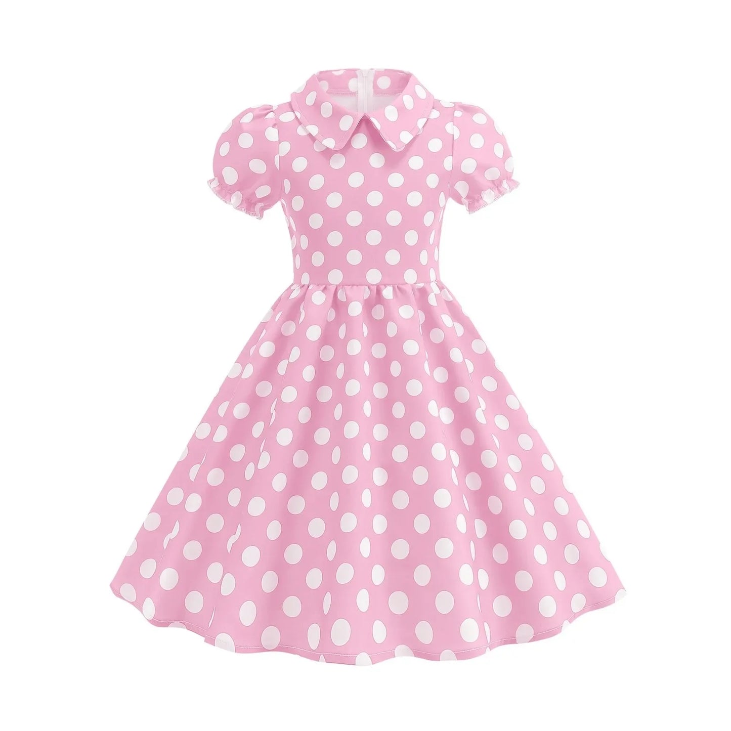 Girls Vintage Polka Dot Princess Dress – Retro Summer A-Line