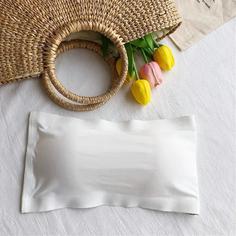 Seamless Strapless Bandeau Bra | Wireless Tube Top for Women Bandeau Bra Peaceful Pleasures Health and Wellness White One Size