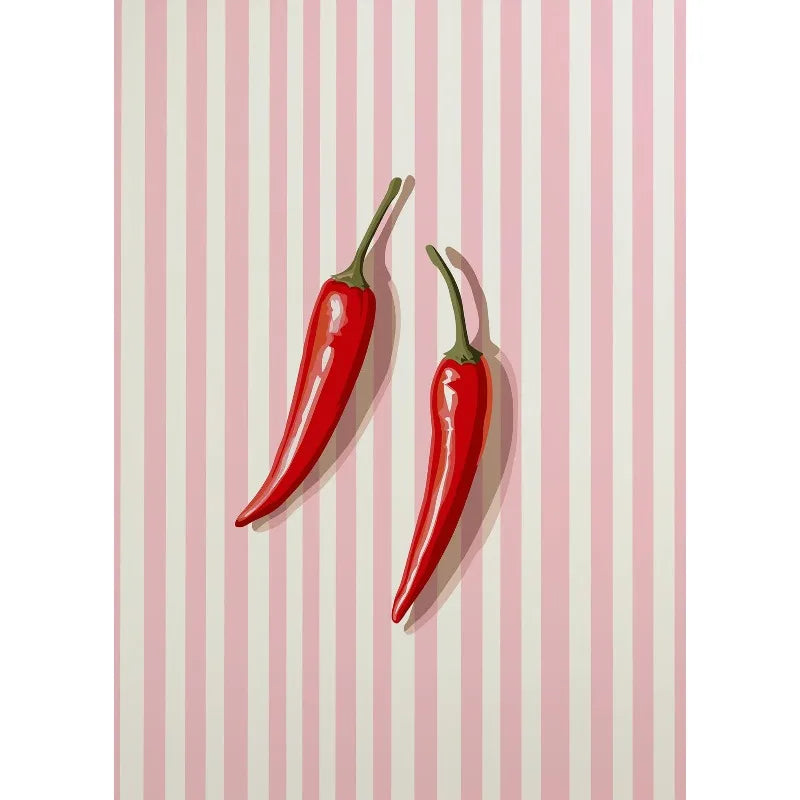 Retro Food Illustration Canvas Wall Art | Kitchen Home Decor