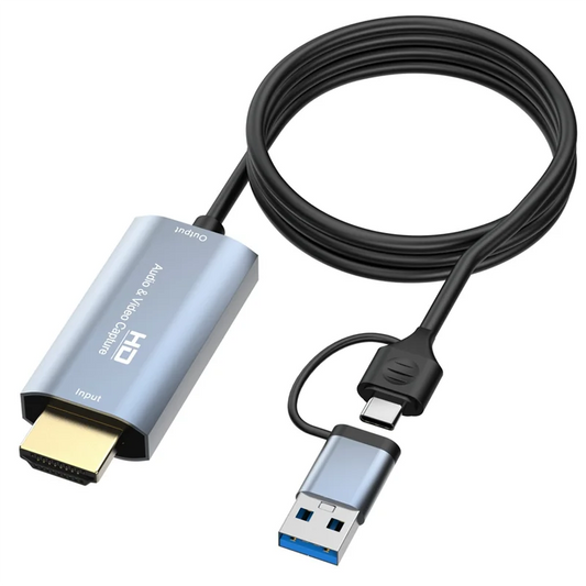 Y51A-4K -Compatible To Type-C+USB Capture Card Mobile Phone Live Audio Video Capture Card 1.8M Peaceful Pleasures Health and Wellness Dark gray NONE