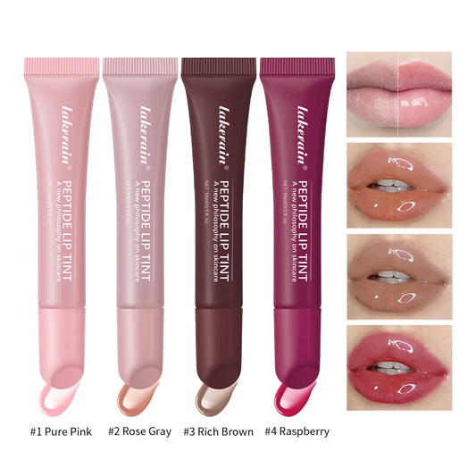 4pcs /set Moisturizing Lip Glaze Mirror Glass Long Lasting Lip Gloss Liquid Lipstick Makeup Glossy Lip Care Cosmetic Peaceful Pleasures Health and Wellness