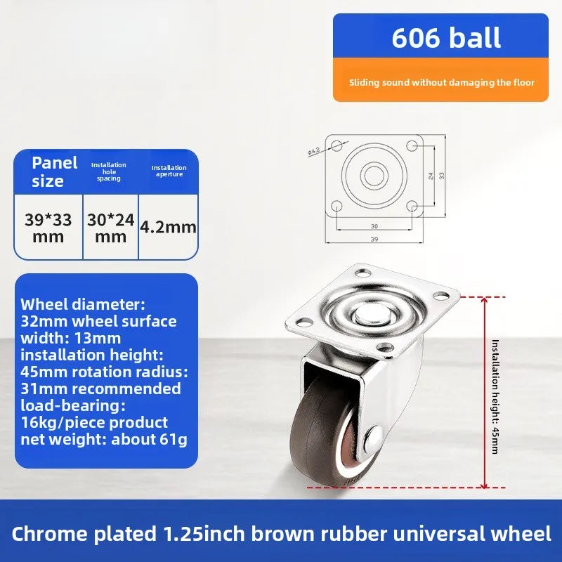 Soft Rubber Swivel Caster Wheels 1–2 Inch | Furniture & Trolleys