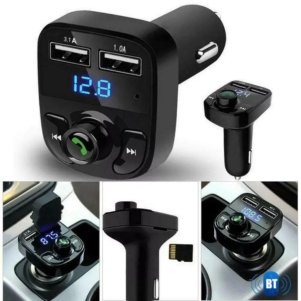FM Transmitter Car Charger Wireless Bluetooth Hands-Free Calling Radio Receiver Mp3 Music Stereo Adapter Dual USB Port Charger Peaceful Pleasures Health and Wellness
