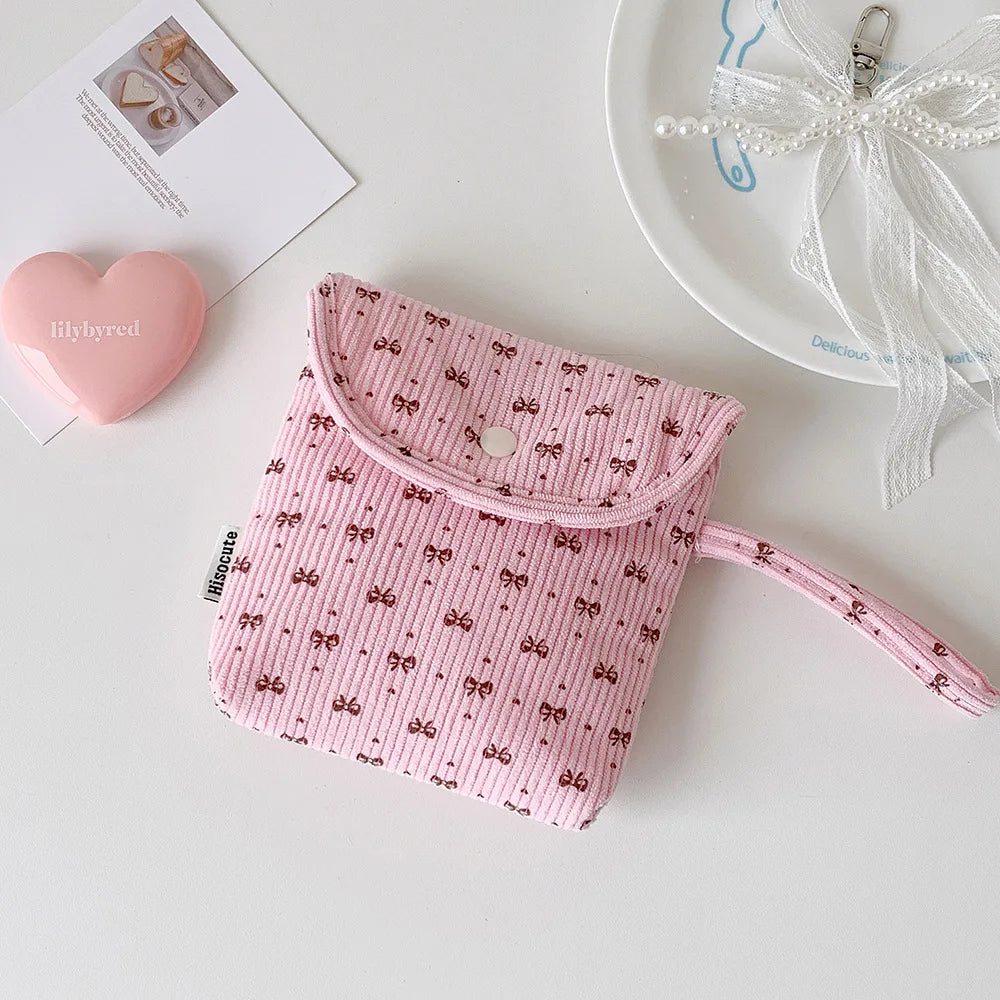 Cartoon Bow Sanitary Napkin Storage Bag Girl's Portable Carrying