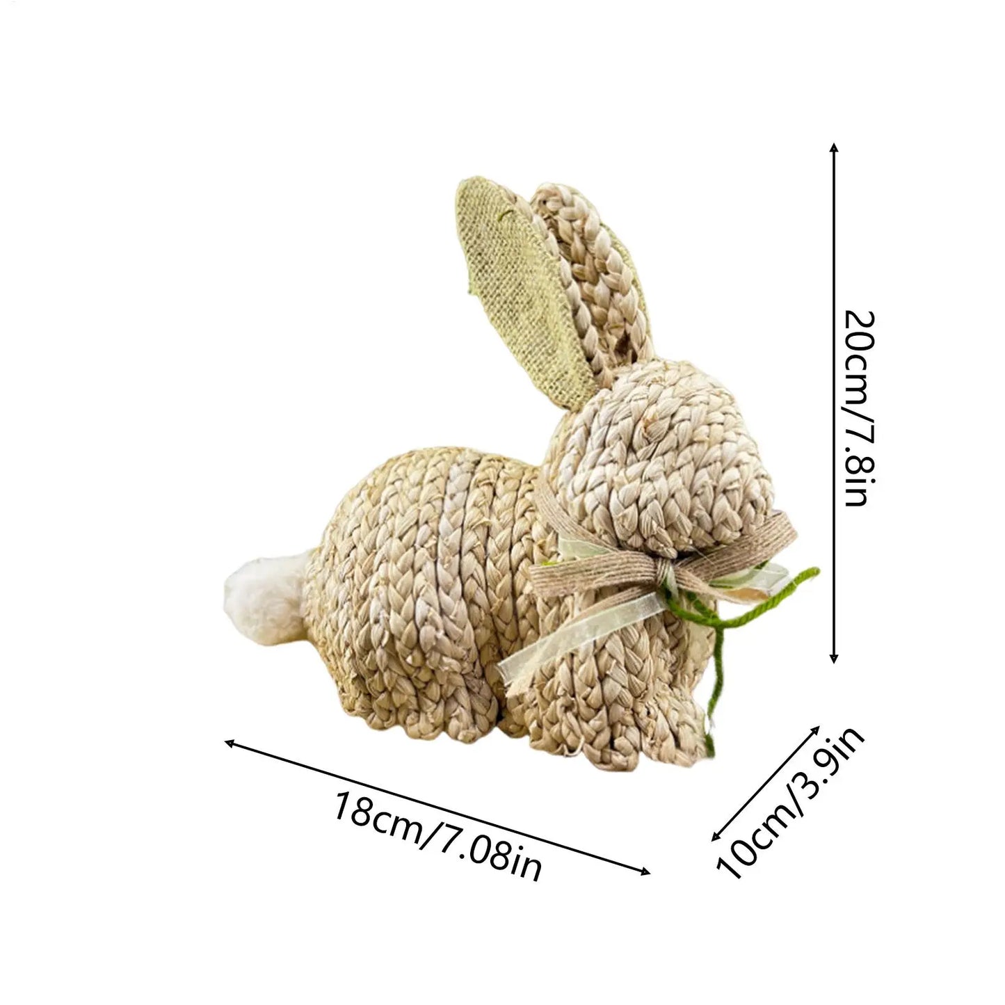 Woven Easter Bunny Figurine | Rustic Spring Rabbit Decor Statue
