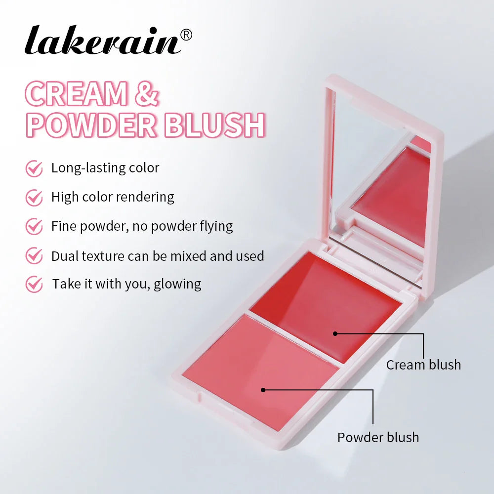 Lakerain 2-in-1 Cream & Powder Blush – High Pigment, Long-Lasting