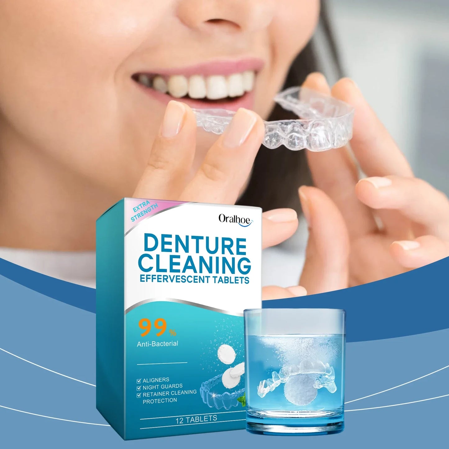 Denture Cleaning Effervescent Tablets – Stain & Odor Removal