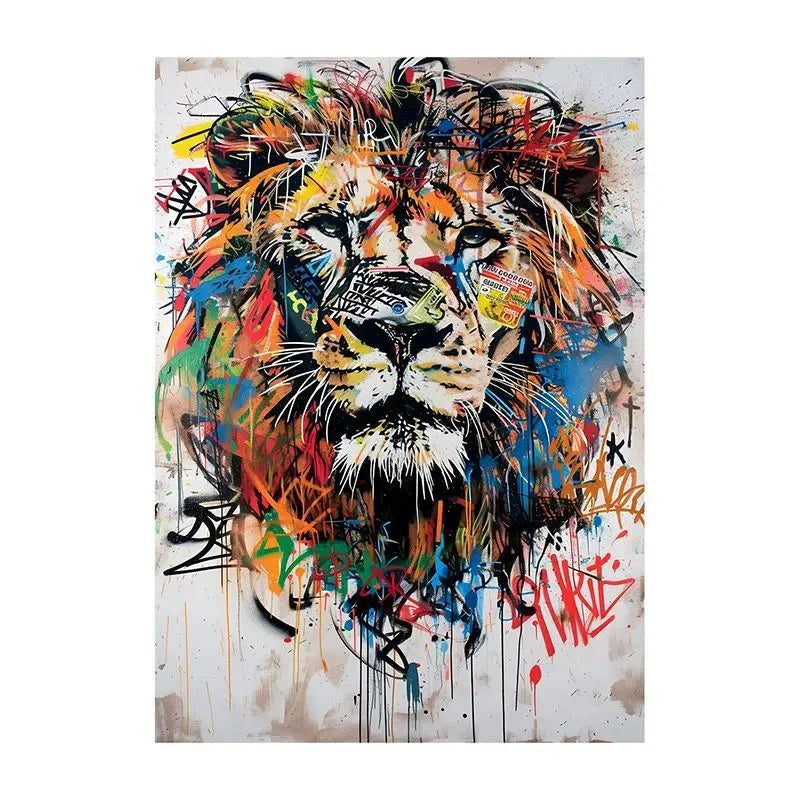 Abstract Graffiti Canvas Wall Art | Colorful Surreal Print