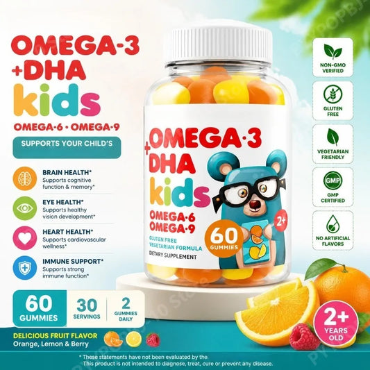Omega-3 DHA Kids Gummies 60ct | Vegetarian & Gluten Free Kids Omega-3 Gummies Peaceful Pleasures Health and Wellness