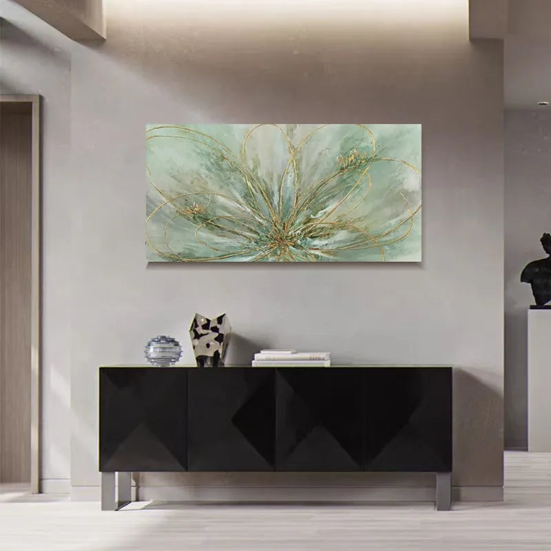 Green Abstract Flower Canvas Print | Farmhouse Wall Art Canvas Wall Art Peaceful Pleasures Health and Wellness