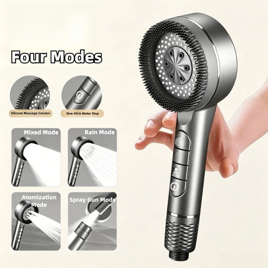 1pc Filtered Supercharged Shower Head Four-speed Adjustment With Water Seal Multi-functional Home Shower Bathroom Accessories Peaceful Pleasures Health and Wellness