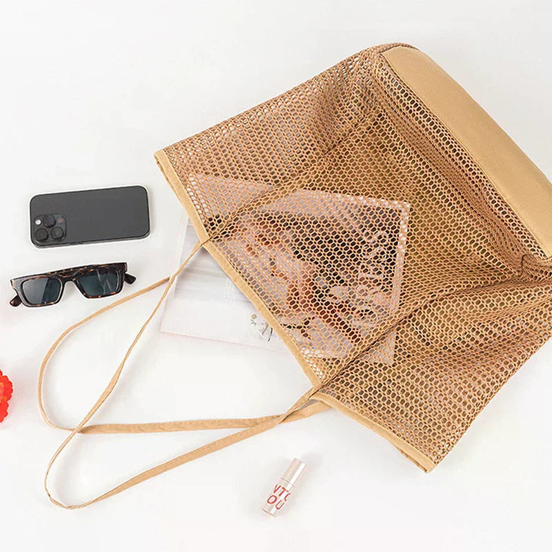 Women's Lightweight Mesh Tote Bag – Breathable Summer Shoulder Bag