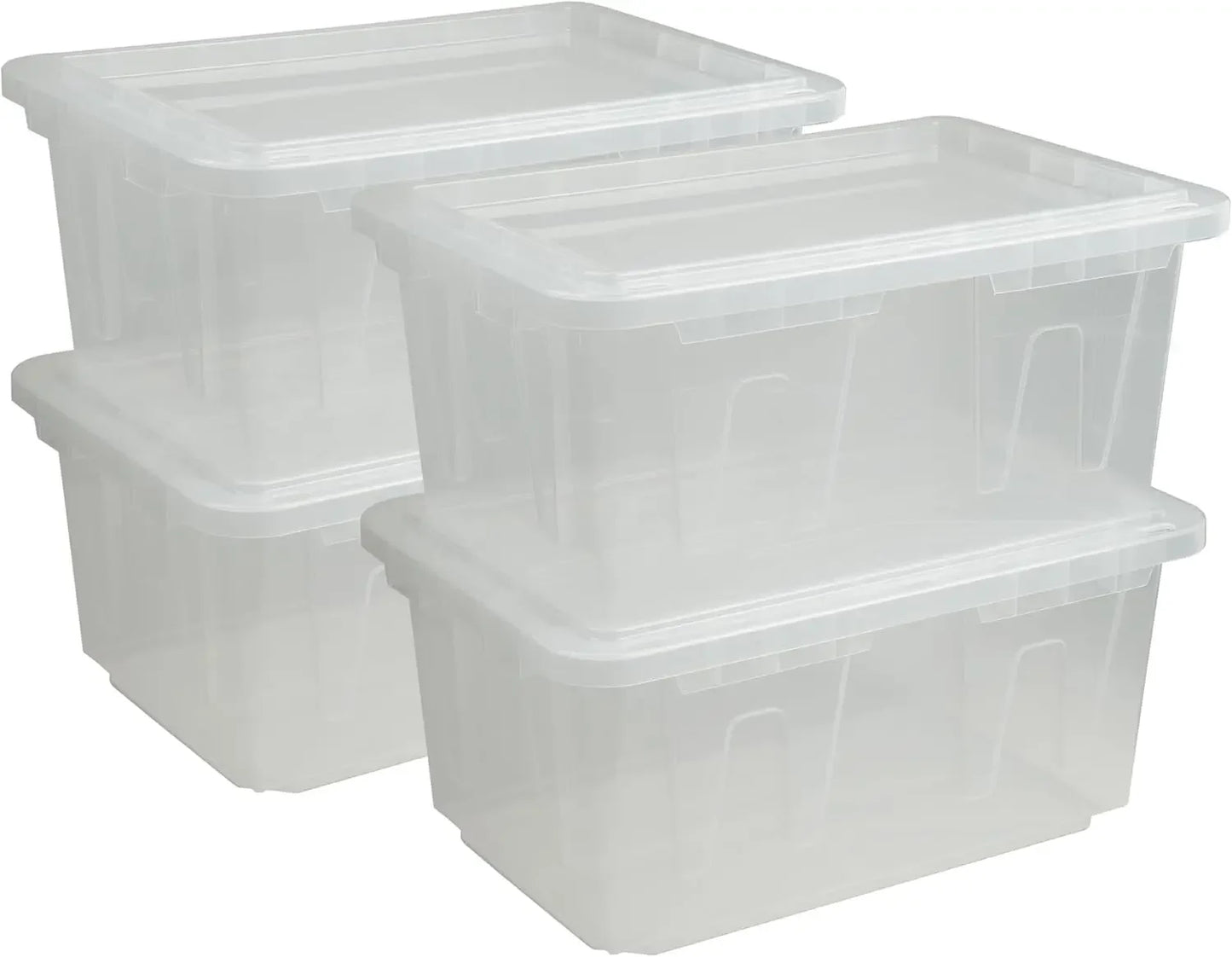 4-Pack Heavy Duty Clear Storage Containers with Snap-Tight Lids, Stackable Bins, Made in USA (60 Qt, 15 Gallon) Peaceful Pleasures Health and Wellness United States