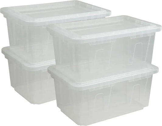 4-Pack Heavy Duty Clear Storage Containers with Snap-Tight Lids, Stackable Bins, Made in USA (60 Qt, 15 Gallon) Peaceful Pleasures Health and Wellness United States