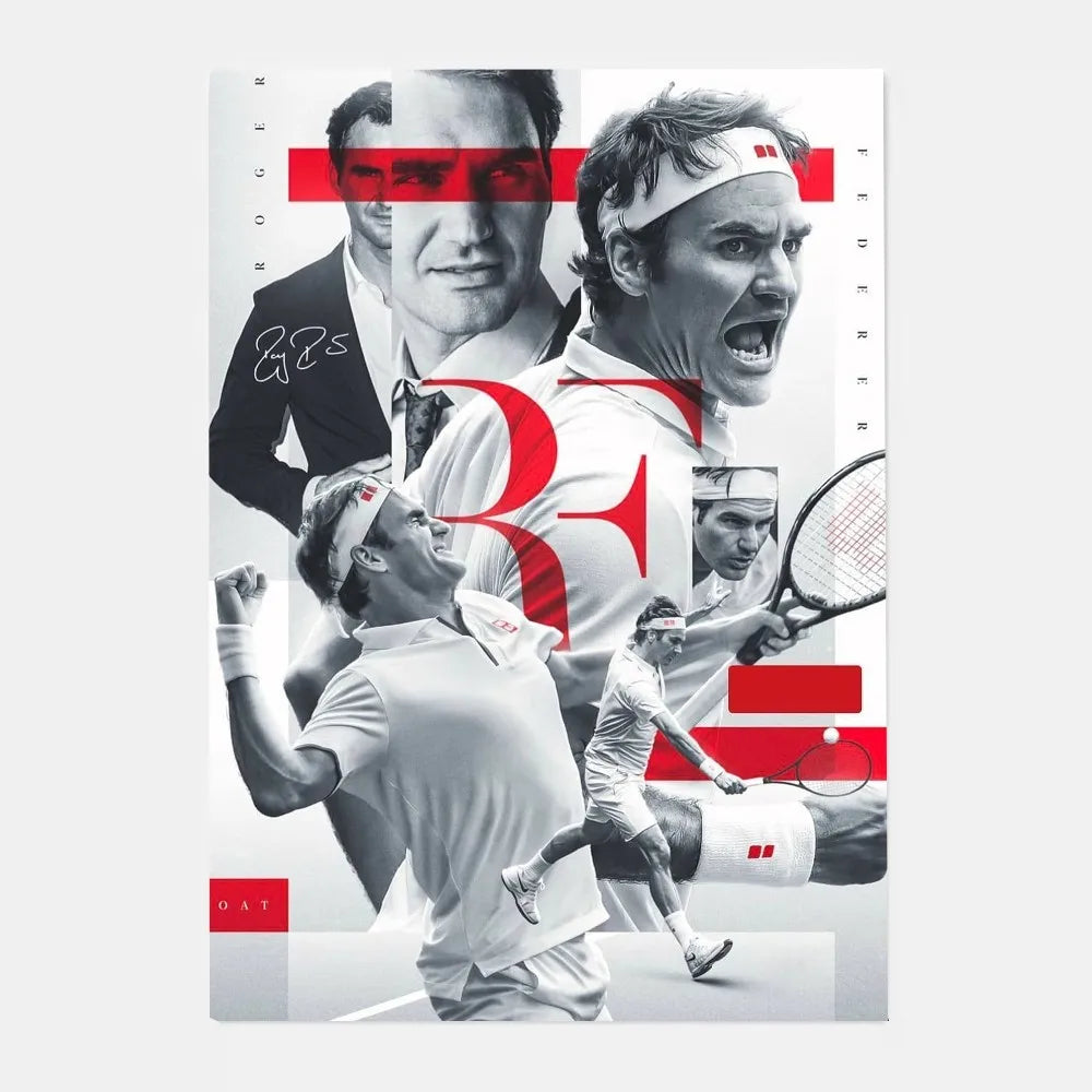 Roger Federer HD Wall Poster – Waterproof PVC Sticky Decor Sports Wall Poster Peaceful Pleasures Health and Wellness