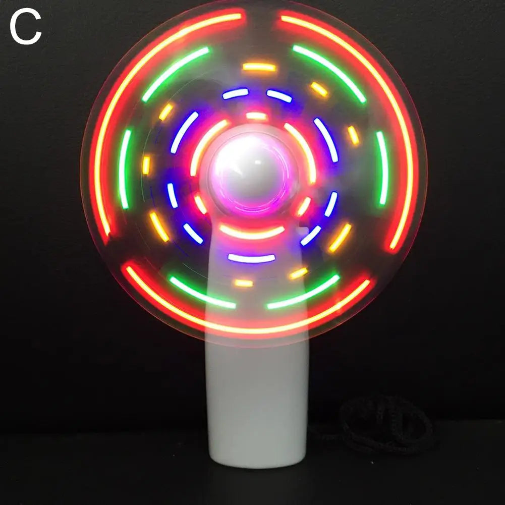 Mini LED Handheld Fan – 3 Speeds, Flashing Lights, Ultra Quiet