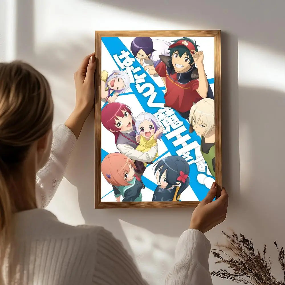 Anime T-The Devil Is a Part-Timer! Poster HD Self Adhesive Waterproof Wall Art Ideal for Home Office Dorm Bedroom Great Gift Peaceful Pleasures Health and Wellness White5 50X70cmNoframe
