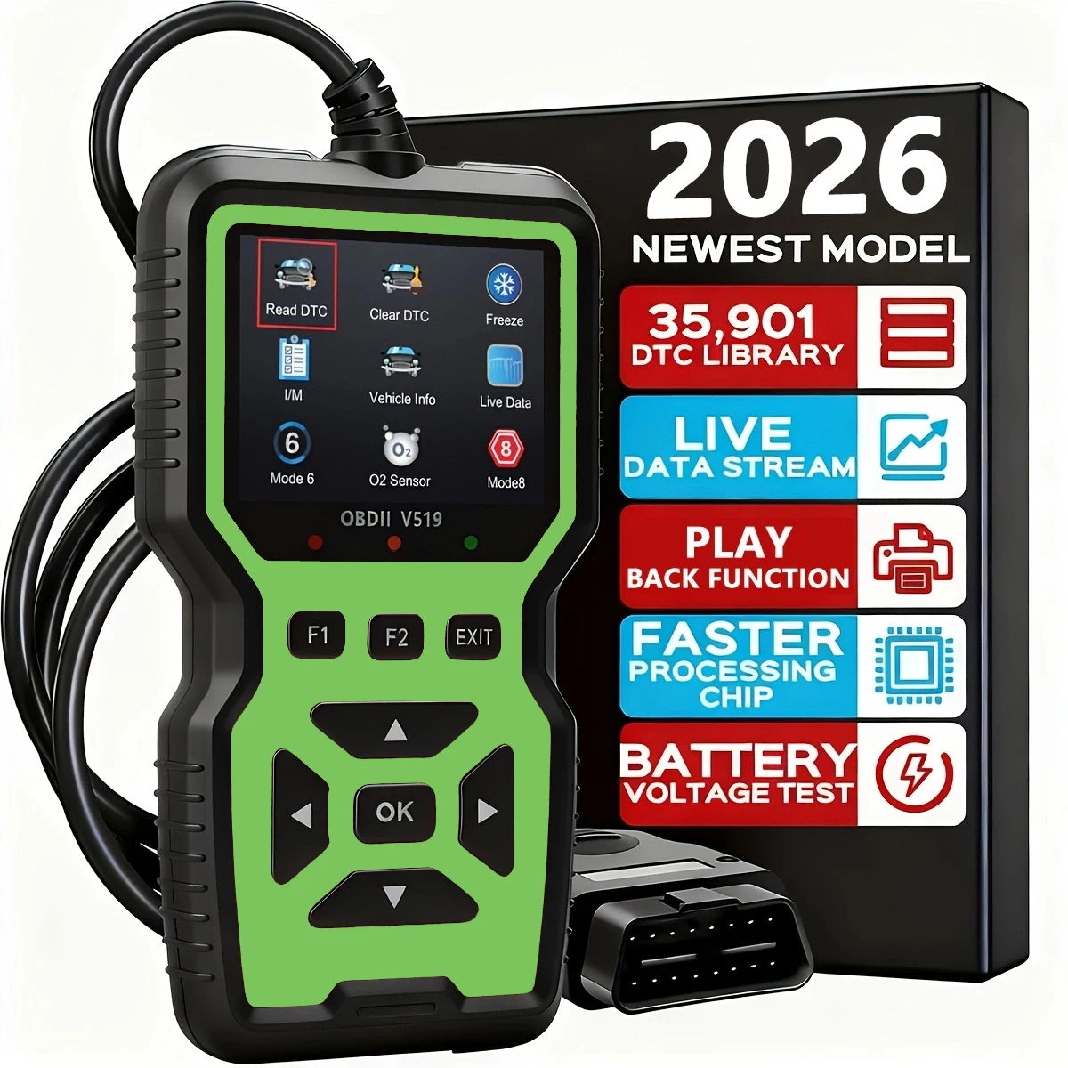OBD2 Scanner V519 – Car Diagnostic Code Reader & Voltage Tester Peaceful Pleasures Health and Wellness green