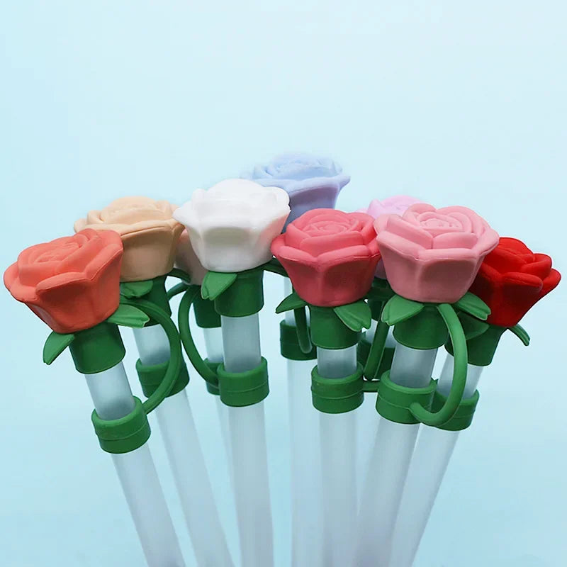 Hot 9-10mm Rose Flower Straw Cover for Stanley Large Silicone Diameter Heat-resistant Dust Proof Straw Plug Cap Cup Accessorie Peaceful Pleasures Health and Wellness