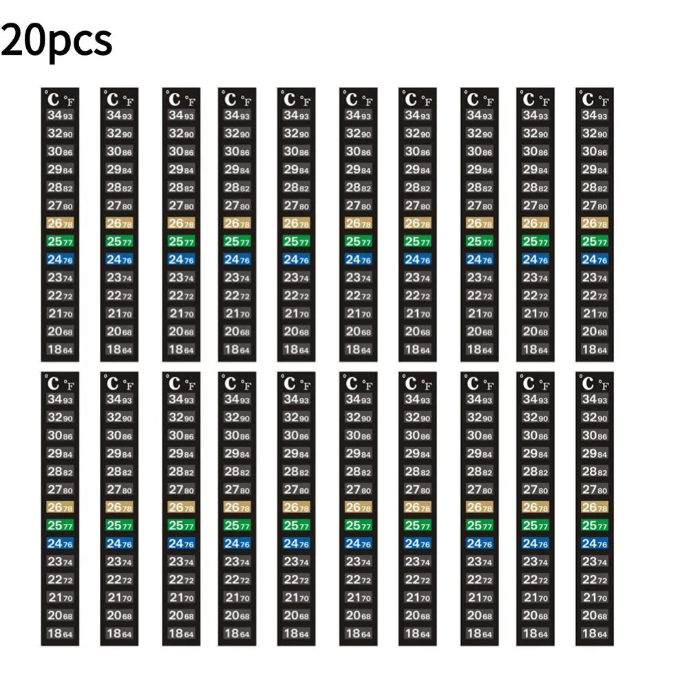 Stick-on Aquarium Temperature Strip for Accurate Readings Peaceful Pleasures Health and Wellness 20pcs