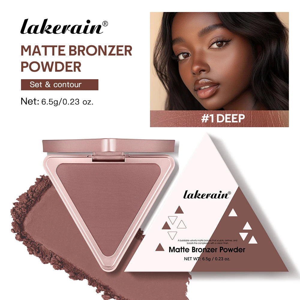 Lakerain Matte Bronzer Powder Long Lasting Makeup Effect Waterproof Sweatproof Setting Powder Oil Control Bronzer Face Makeup Peaceful Pleasures Health and Wellness DEEP