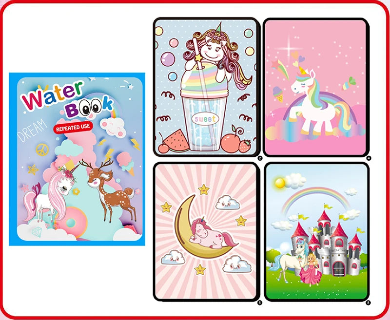 Water Drawing Books Educational Toy Kids Toddlers Reusable Graffiti